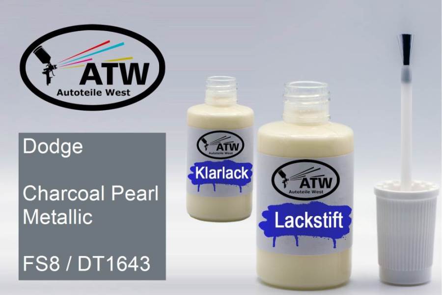 Dodge, Charcoal Pearl Metallic, FS8 / DT1643: 20ml Lackstift + 20ml Klarlack - Set, von ATW Autoteile West.